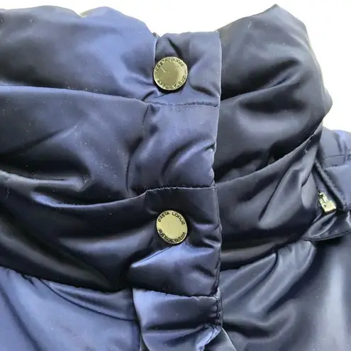 Preta LoBue Blue Hooded Puffer Coat Nylon Cold Winter Size L