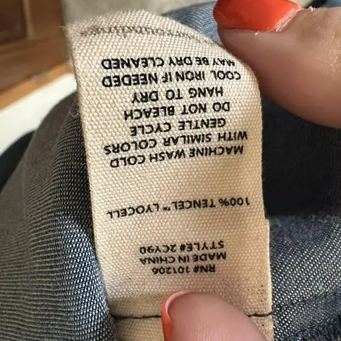 Soft Surroundings NEW Size Medium Positano Getaway Dress Denim Blue Side Buttons