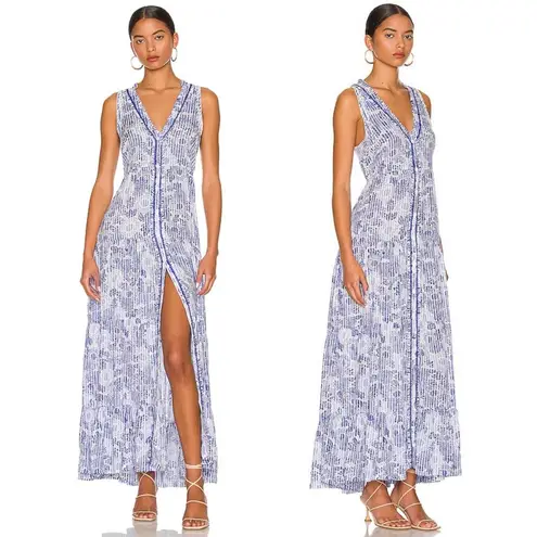 Poupette St. Barth  Nana Printed Maxi Dress Revolve Blue Begonia Size L New w/Tag