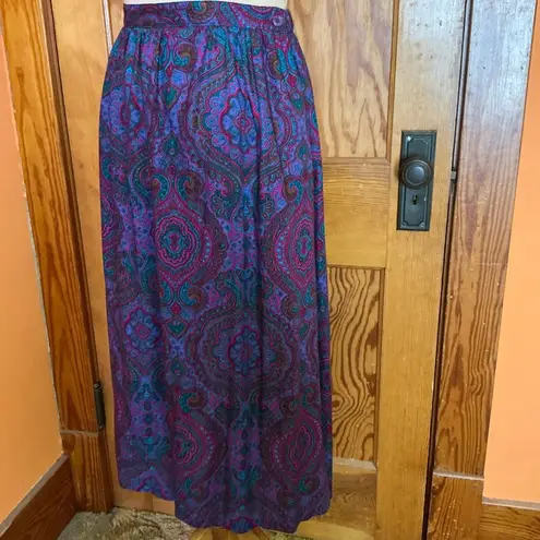 Vtg 80s Alfred Dunner Bright Psychedelic paisley skirt Purple Size 10