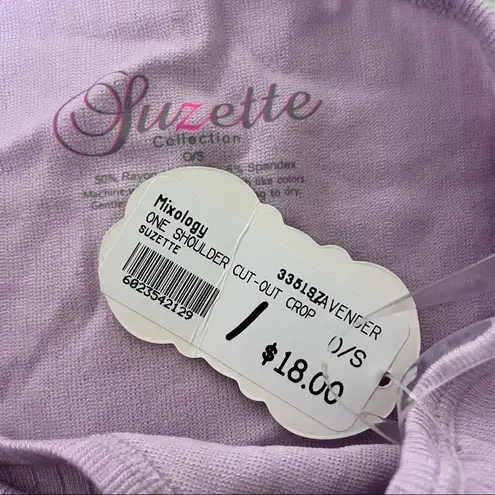 Suzette Wide Rib One Shoulder Cut Out Crop Top Lavender