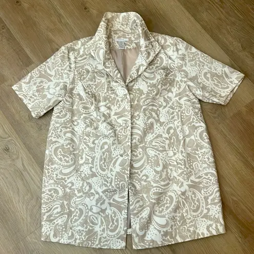 Grace Woman Short Sleeve Lined Cotton Spandex Blend Jacket (20W)EUC Tan