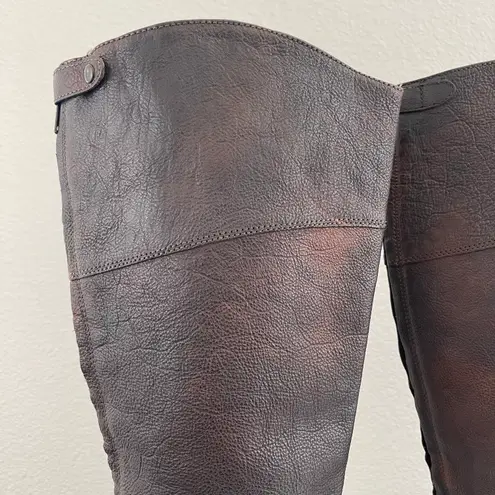 Patricia Nash Dark Brown Red Leather Loretta Tall Knee High Riding Heeled Boots