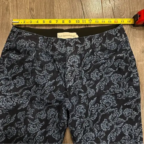 Soft Surroundings Floral Wide Leg Flare Pull on Jeans Size Large Boho Bell