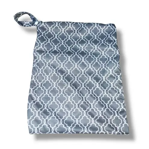 Noras Nursery Wet Bag Diaper Laundry Swim Suit Pouch Stroller Double Zip Gray