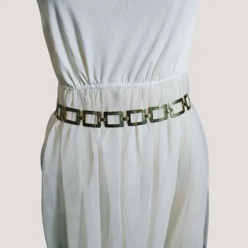 Gold Tone Chain Link Belt Vintage Versatile Adjustable Rectangle Design 1 Inch Size XL