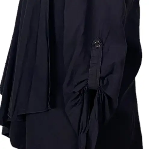 James Perse  Slub Open Drape Cardigan Shirt in Black Minimalist Size Small Flowy