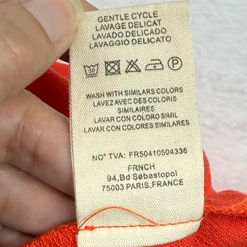 FRNCH Paris Women's Tiered Maxi Dress Orange Sleeveless Linen Blend Summer L