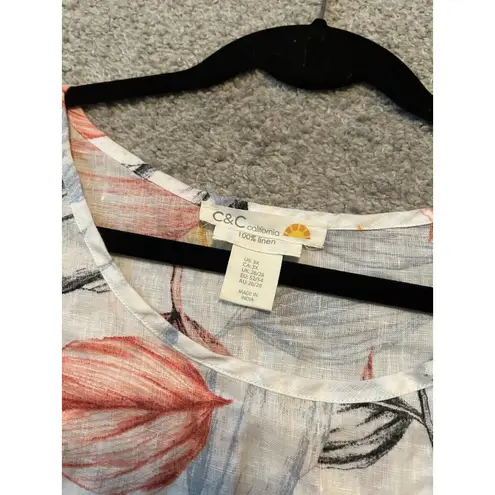 C&C California Linen Top Plus Sz 3X Floral Lightweight