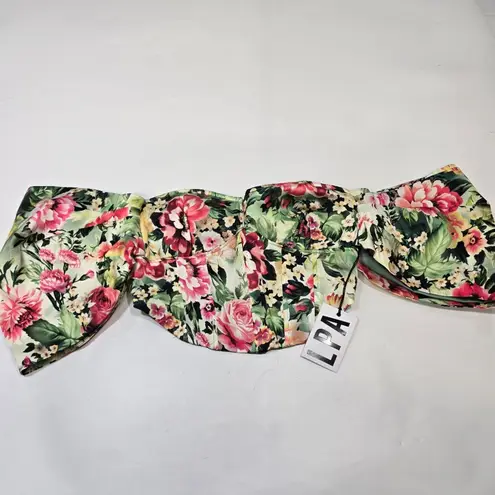 LPA Rae Corset Top in Green Rosa Floral Small