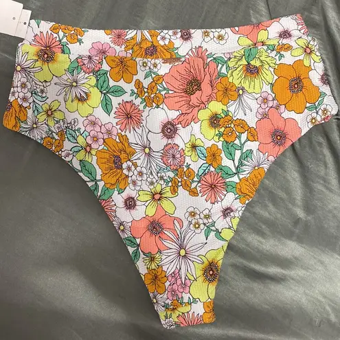 Raisin's NWT  Cheeky White and Floral Bikini Bottom Size Medium