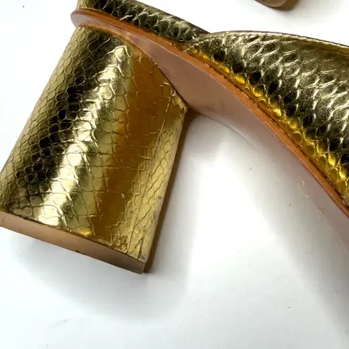Butrich Bow Slide Pump in Gold Embossed Snake Size 40 (fits like an 8.5/9)