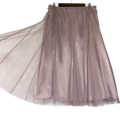 Alex Evenings NWOT Skirt L Layered Satin Tulle Muted Pink Balletcore Midi Tutu