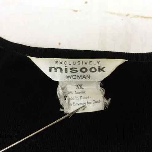Exclusively Misook Cardigan Womens Plus 3X Black Green Yellow Trim V