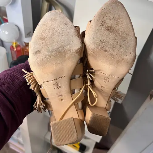 Loeffler Randall Tassel Lace Up Heels Gladiator Block High Heel Sandals -9.5M