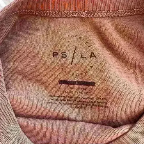 PS/LA Sz L Womens Baby Tee Brown Happy Smiley Flower Crop Ruffle Hem 90s Y2K Size L