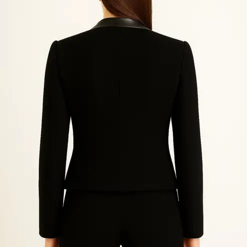 Milly | Nubby Wool & Leather Tuxedo Blazer Size 6 | EUC