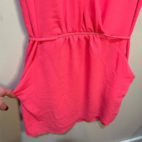 Wilfred Aritzia Sabine Hot Pink Mini Tie Dress sz M