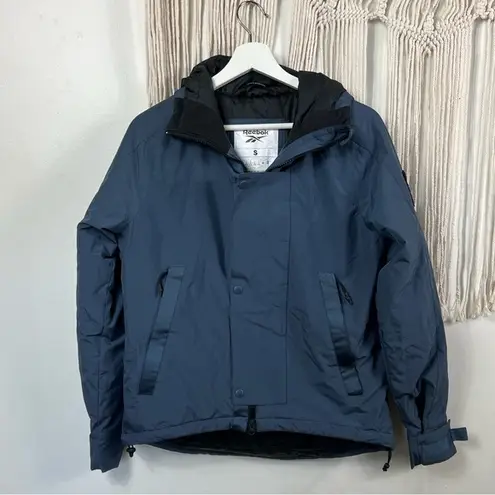 Reebok  Small Winter Parka/Coat Zippered Hooded Blue/Black