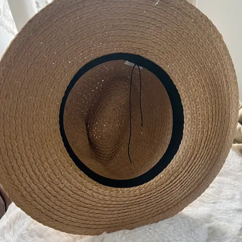 Kelly & Katie Straw Ribbon Panama Hat in Tan & Yellow NEW