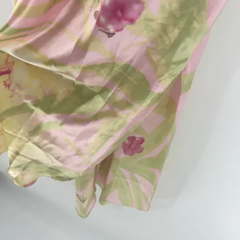 California Dynasty Womens Vintage Y2K 90s Tropical Floral Maxi Slip Dress Size M Pink Size M