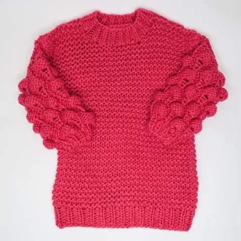 Macaron Bubble Hot Pink Chunky Knit Sweater