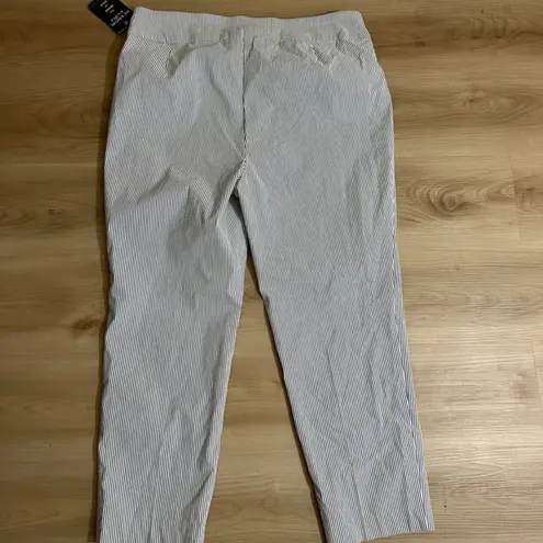 Zac & Rachel 2X Blue White Striped Pullon Ankle Pants with Millennium Fabric Size XXL