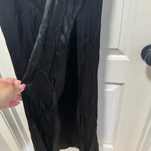 Lulus Extraordinary Presence NWT size Large Black Satin Strapless Maxi Dress