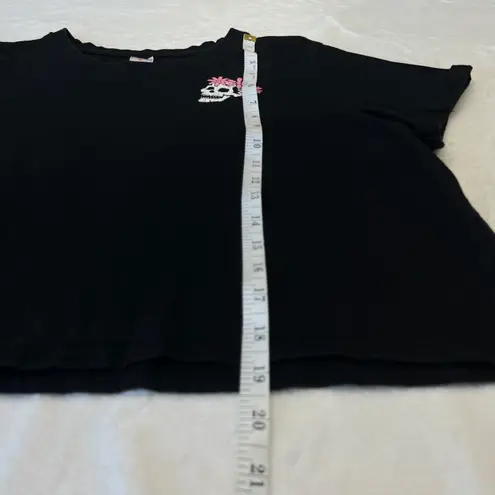 Messy Buns Lazy Days Skeleton Unicorn Crop Top Black size Large