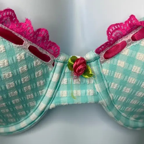 Beach Bunny Aqua Karissa Tango Bottom Pink and Aqua Blue Gingham Bikini Medium