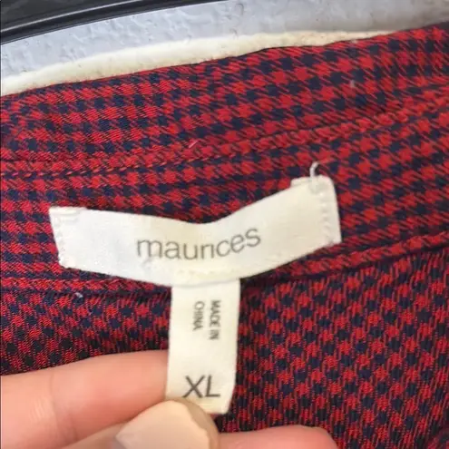 Maurice's  XL red and navy blue gingham Sleeveless Button-Down collared Shirt - Image 2