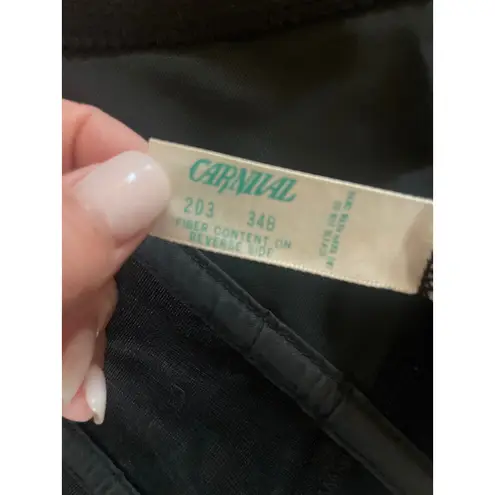 Vintage 70s Black Beaded Bustier UNION MADE Corset Size 34B BURLESQUE SEXY