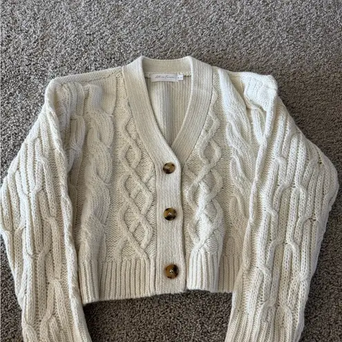 All in Favor Cable Knit Button-Up Sweater - Cream - Image 1