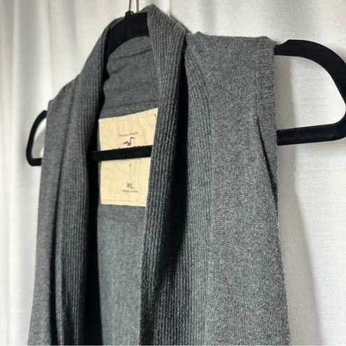 Hollister  Cozy Baby Gray Sweater Shawl Vest Fringe M L Boho Pockets Rabbit Hair