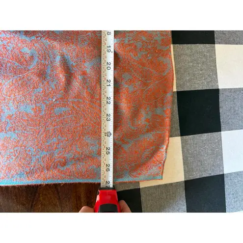 Orange and Turquoise Paisley Patterned Scarf with Fringe