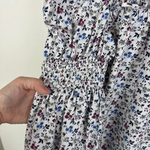 English Factory Smocked Floral Blouse Small Ruffle Neck Puff Sleeve Cottagecore