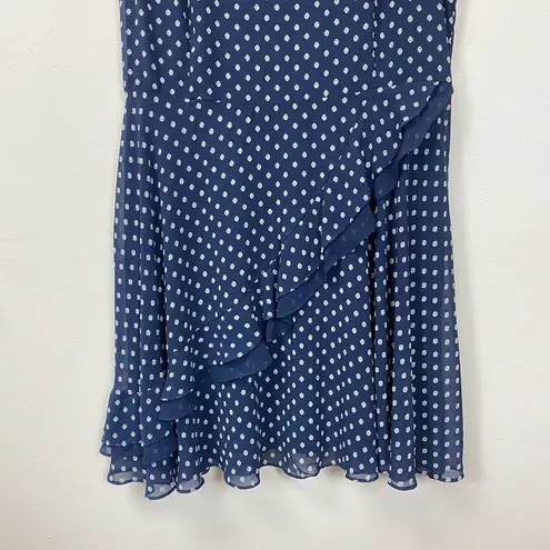Maison Jules Women's XXL Blue Shadow Dot Sleeveless Asymetric Cut Front Dress