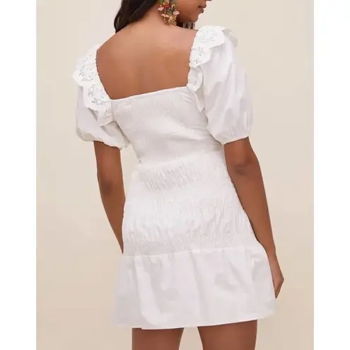 ASTR NEW  Patina Puff Sleeve Lace Mini Dress in White