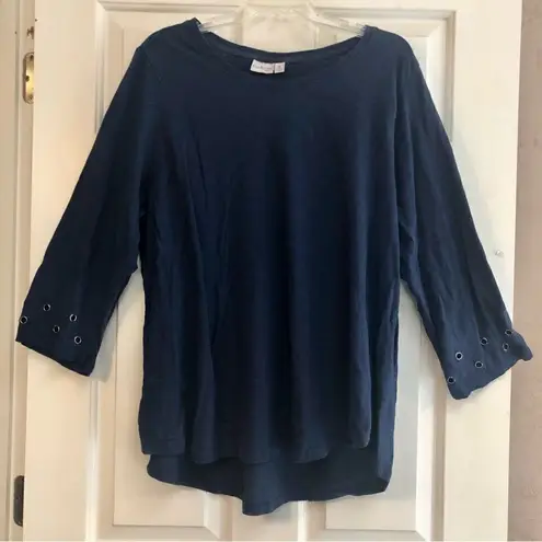 kim rogers Kim Rodgers Curvy Women’s Blue Shirt with Three-Quarter Sleeves in size 3X