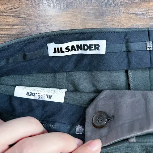 Jil Sander  • grey stretch wool pants slim high waist cuffed trouser ponte knit