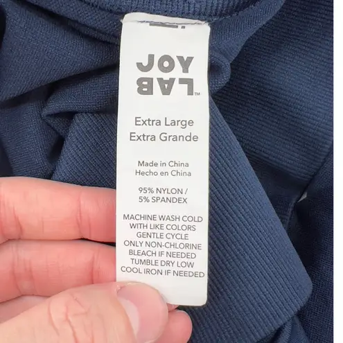 JoyLab Women XL Mid-Rise Seamless Ventilation 7/8 Leggings Blue Ankle Mesh Gym