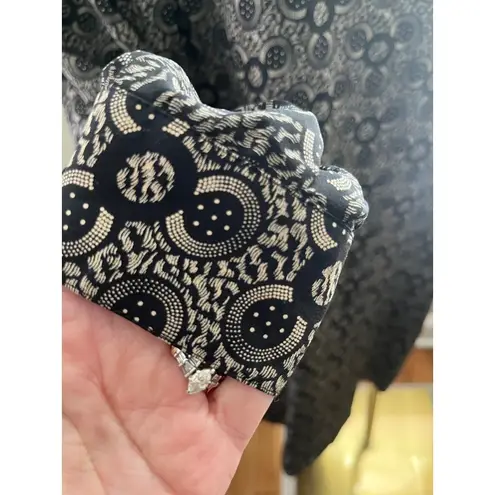 Argenti Vintage Black White Tan Geometric Long Sleeve Shirt Dress 4P Black