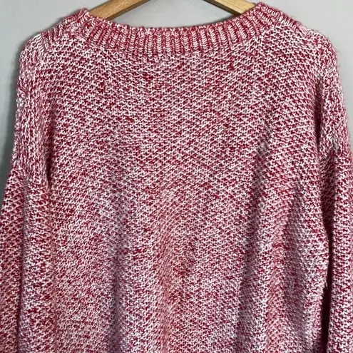 Everly Anthropologie  Cable Knit Crew Neck Pullover Sweater Women Medium Red Cozy
