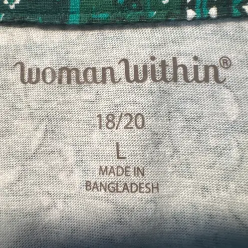 Woman Within Green Print Polo Shirt Womens Plus Size 18/20 Short Sleeve