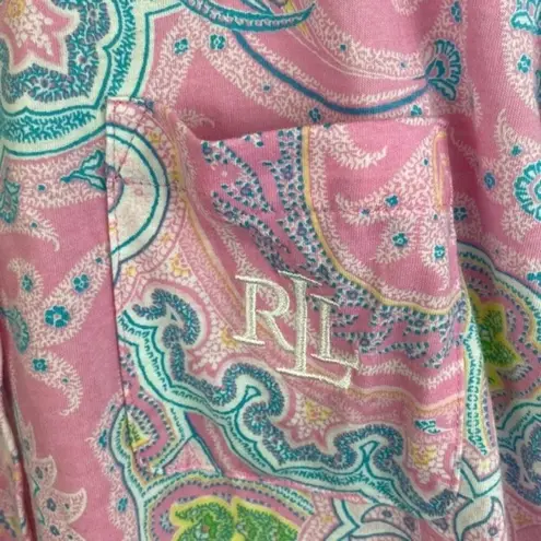 Ralph Lauren  Pastel Paisley Print Long Sleeve Night Dress Shirt S