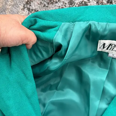 Vintage Morgan Miller Wool Blazer Skirt Suit Set Green 14