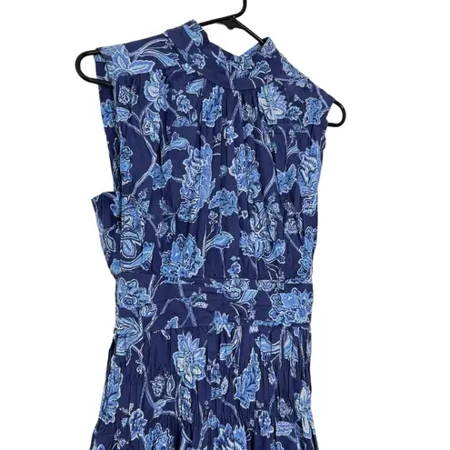 Derek Lam Collective Junia Ruched Sleeve Blue Floral Dress