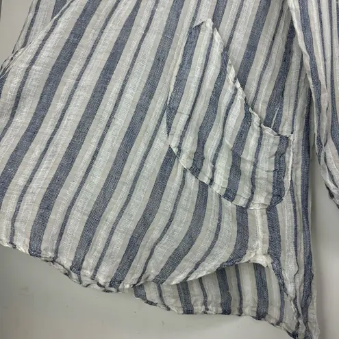 CP Shades Free People X  Womens Linen Tunic Mini Dress Sz Small Stripe Print