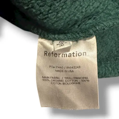 Reformation Green Cropped Sweatshirt Crewneck Organic Cotton USA Medium Casual