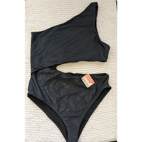 Beach Riot  Celine FP Women's One Piece Swimsuit Black One Shoulder Cutout XL